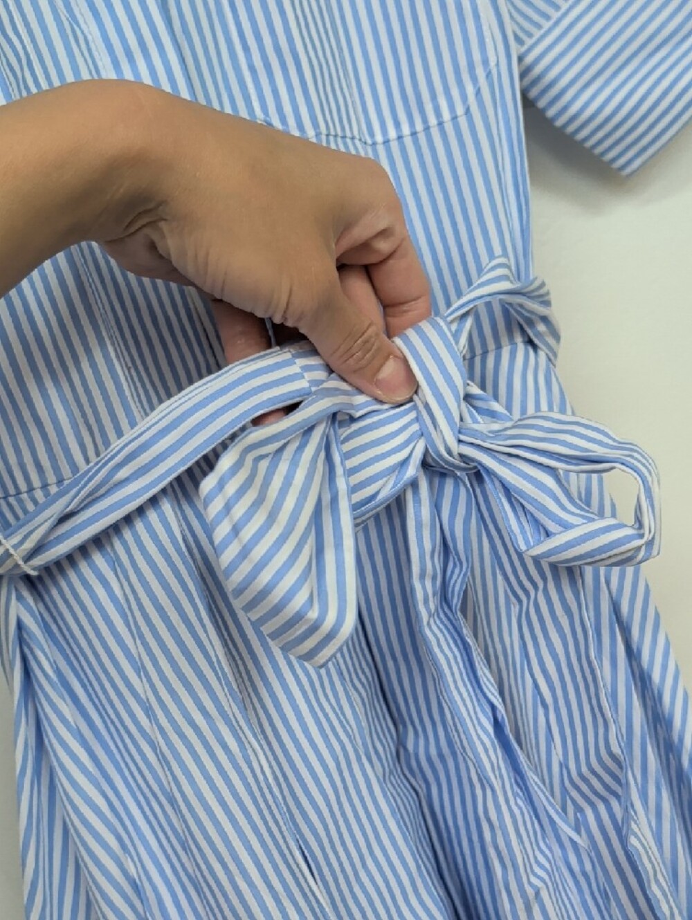 Zara Blue and White Striped Maxi Poplin Shirt dress Waist Tie S M NWT 2640/596 - Picture 14 of 17